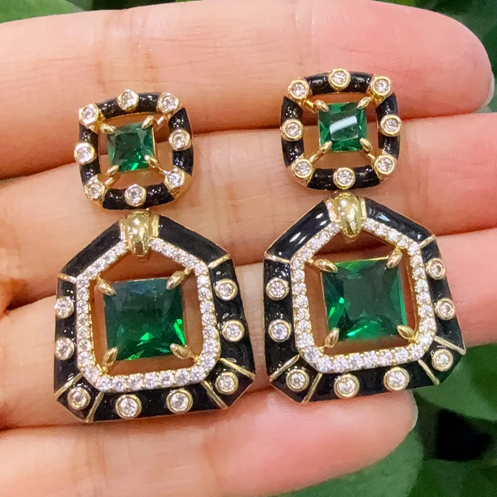 

Missvikki New Hot Trendy Square Gothic Pendant Drop Earrings for Women Lady Anniversary Gift Jewelry Wholesale Valentine's Day