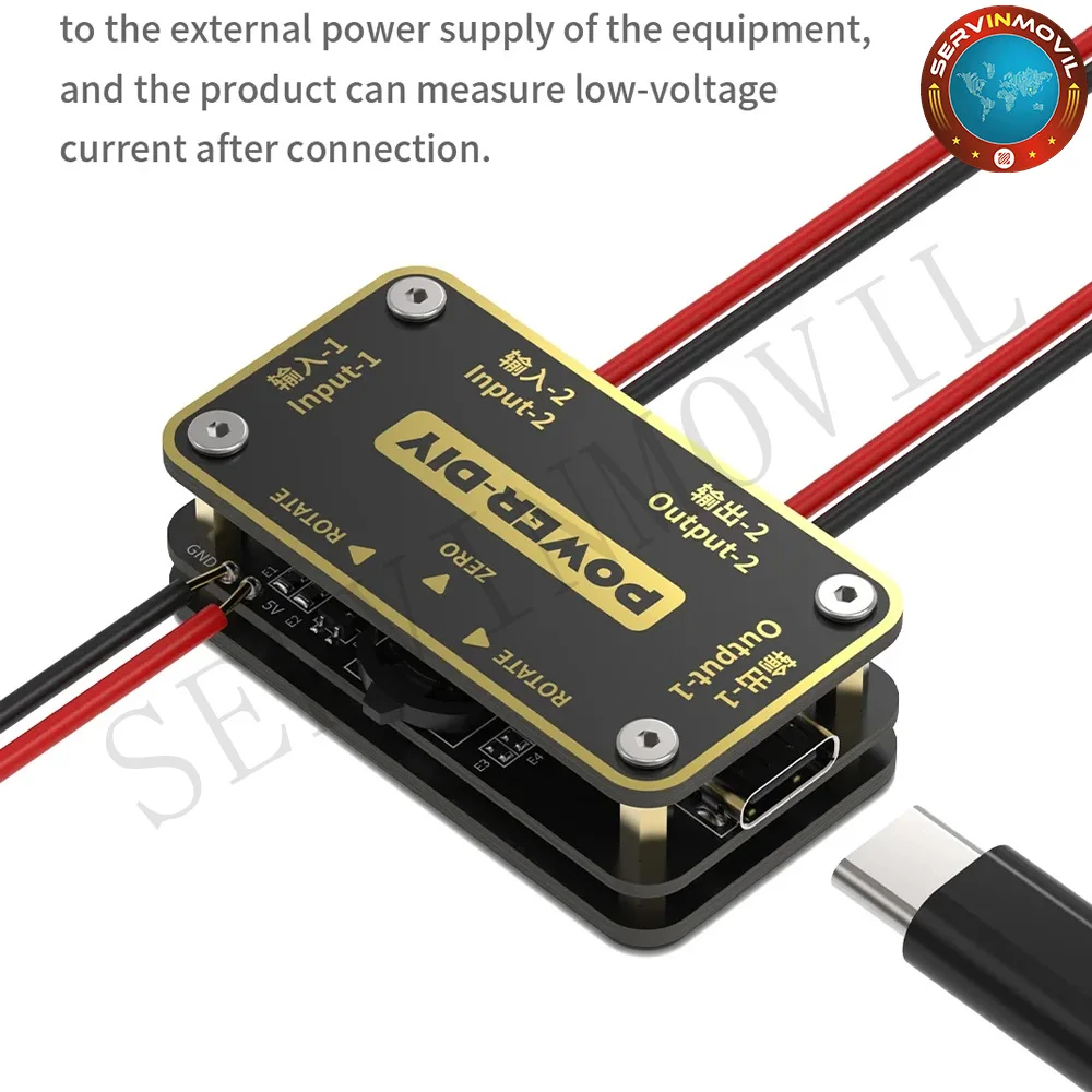 Amperímetro Digital DIY de potencia mecánica, prueba de voltaje de teléfono móvil multifuncional, amperímetro Digital DIY, herramientas de prueba de pantalla giratoria