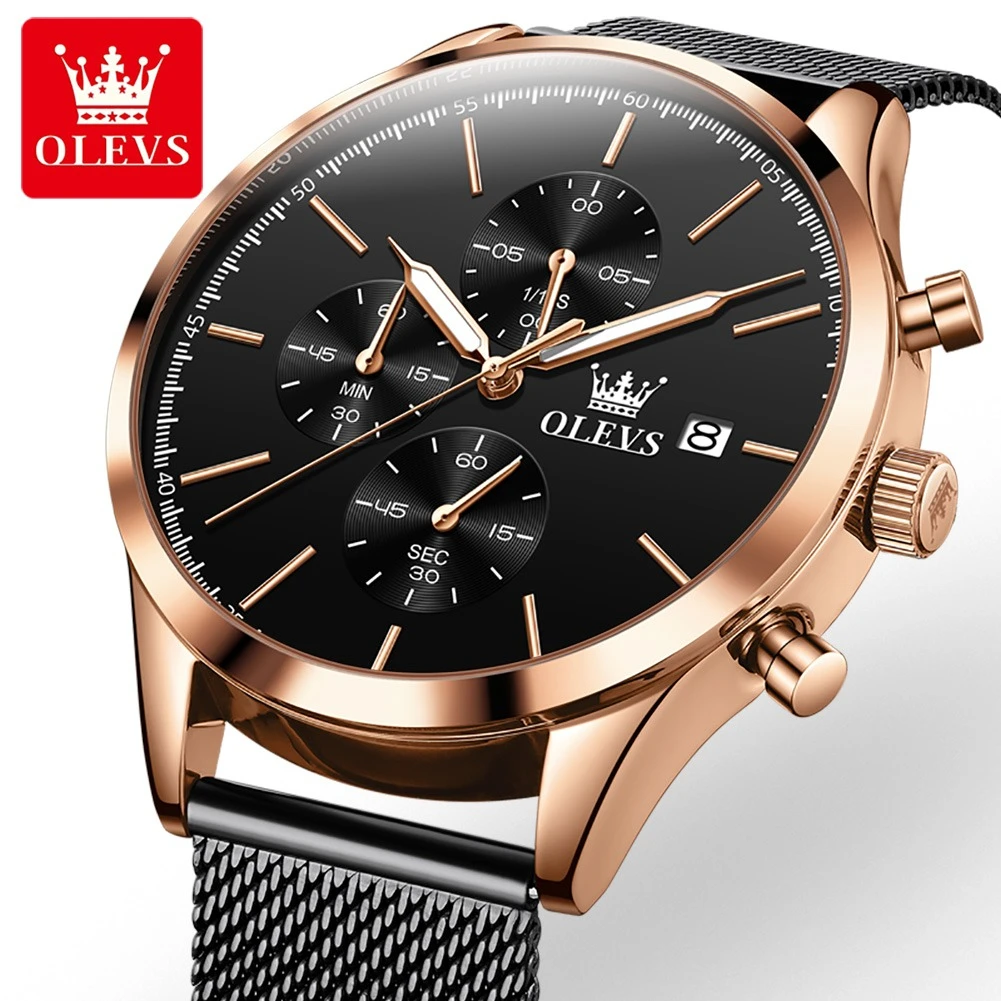 

OLEVS 2881 Quartz Fashion Watch Gift Round-dial Stainless Steel Watchband Calendar Luminous