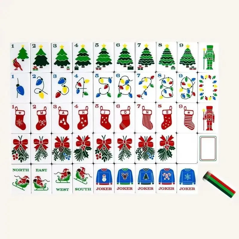 Christmas Personalized Five-Layer Acrylic Mahjong Card Game Boxed Set for 4 or 8 Players