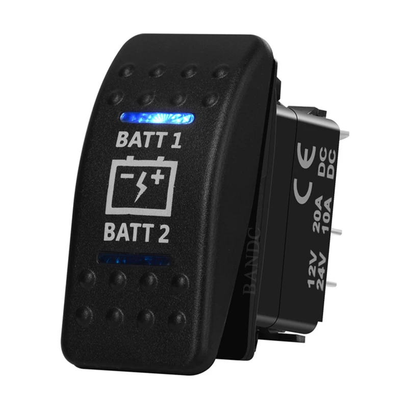 Main Aux Battery Switch | Momentary & Latching On-On-Off & On-Off-On | Dual Blue LED Waterproof Button for Automatives & Marine