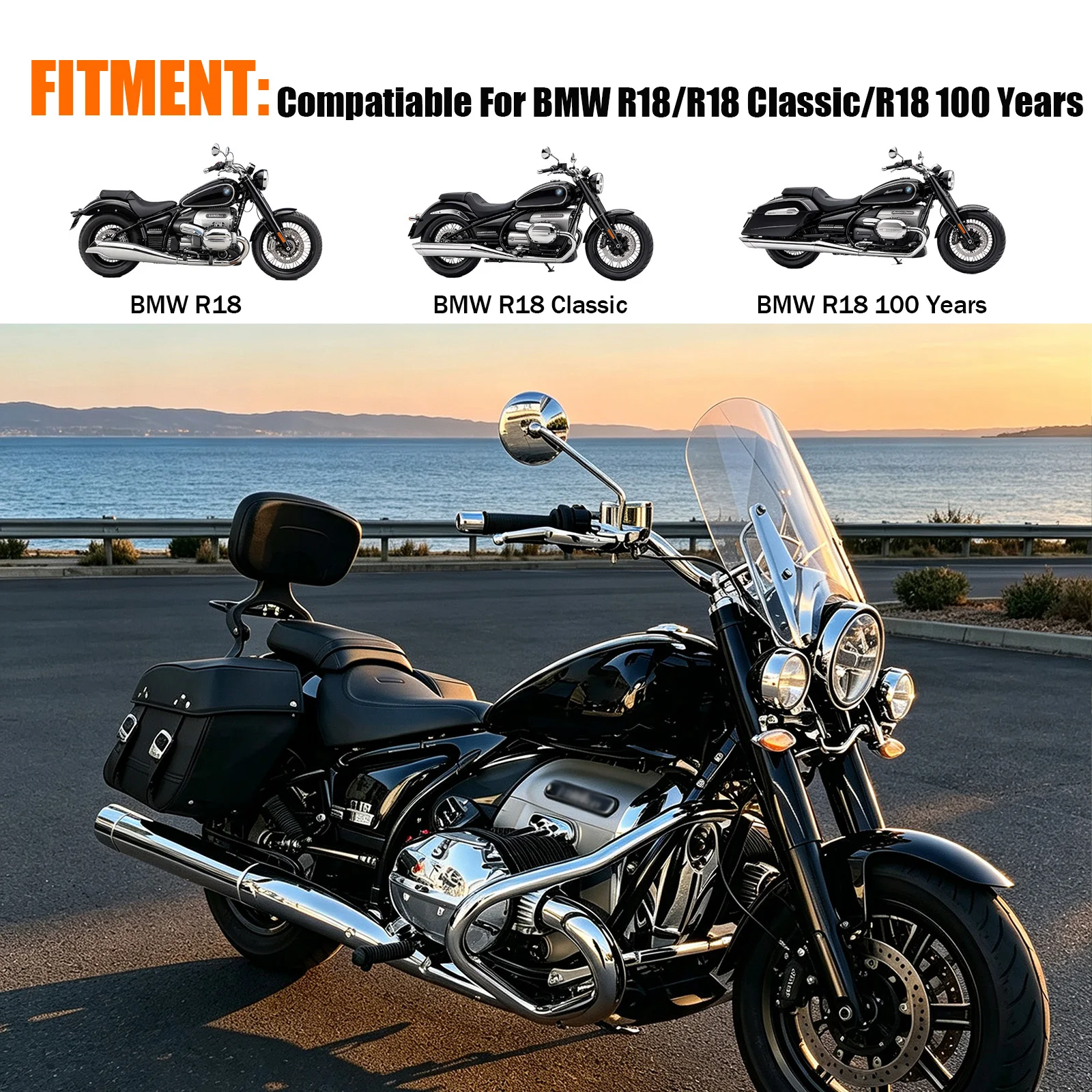 Detachable Motorcycle Floding Backrest Sissy Bar For BMW R18 Classic R18 100 Years 2020-2025 Passenger Back Rest Sissybar