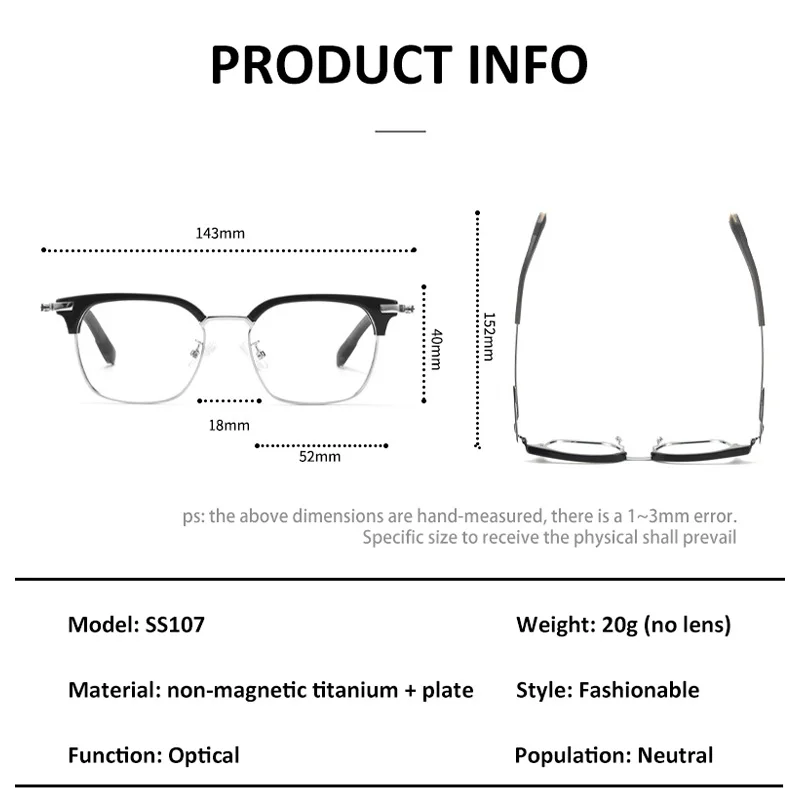 VICKY Fashion New Geometric Design Men\'s Anti-Blue Light Glasses Customizable Prescription Women\'s Reading Glasses SS-107