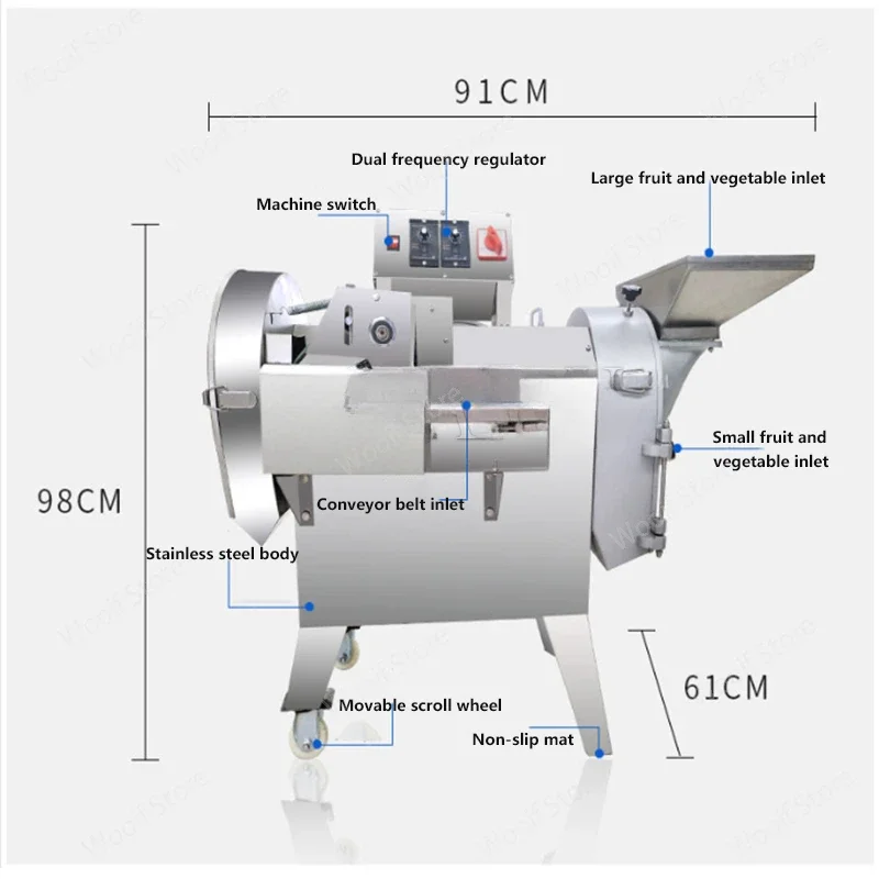 Affettatrice commerciale multifunzione Tagliatrice di verdure Trituratrice industriale Cavolo Carota Cipolla Frutta Verdura Taglierina