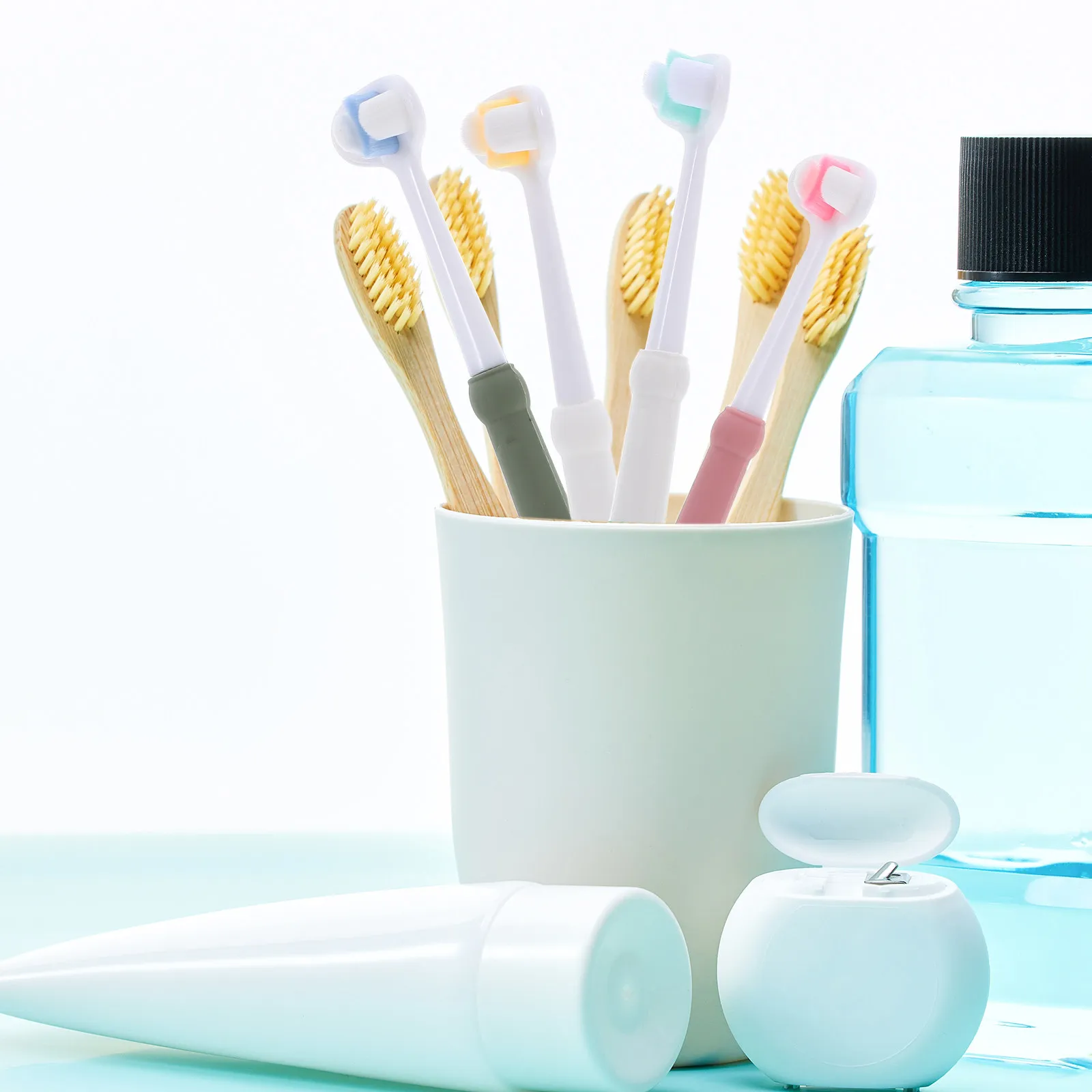 

Детская зубная щетка, 4 шт., трехсторонняя, с мягкой щетиной, для бережного ухода за деснами, с удобной ручкой, для малышей, для мальчиков и девочек