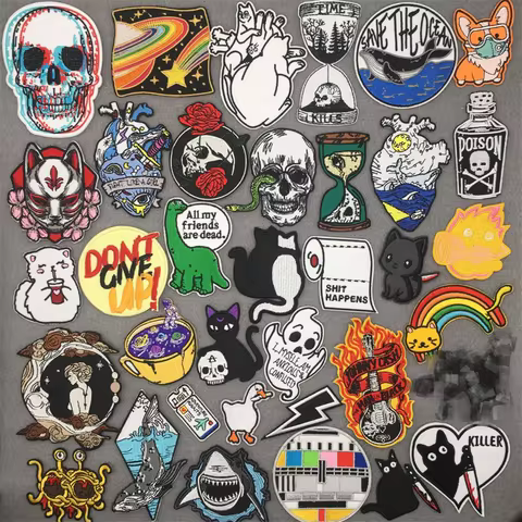 Funny Embroidered Patches for Clothing Cartoon Sticker Jacket Iron-on Transfers for Clothing Anime Clothes Patches