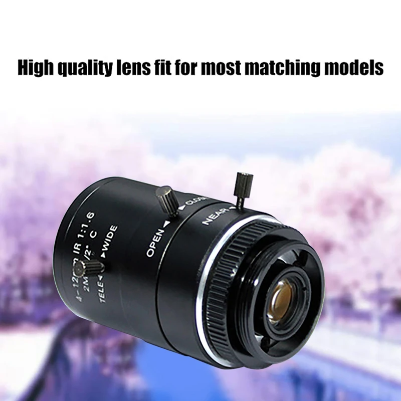 2MP เลนส์กล้องถ่ายรูป4-12มม. F1.6 C-Mount 1/2รูรับแสงด้วยตนเองเลนส์อุตสาหกรรมสำหรับอุปกรณ์ถ่ายภาพ