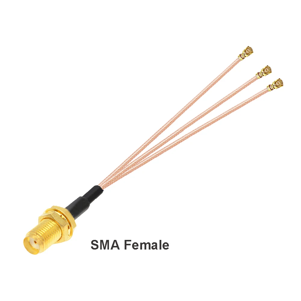 10PCS/lot SMA Female to 3 u.FL  1 Female Jack Triple 3-Way Splitter RG178 Pigtail WIFI Antenna Extension Cable Jumper