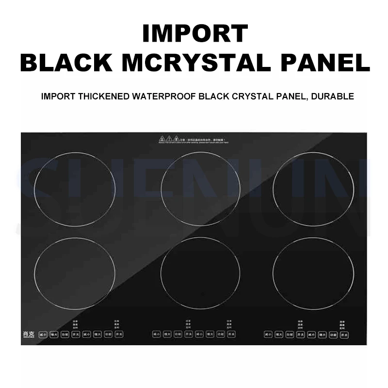 طباخ التعريفي التجاري، فرن كهرومغناطيسي بستة رؤوس، موقد سيراميك كهربائي، موقد مدمج، سيراميك حساس للمس