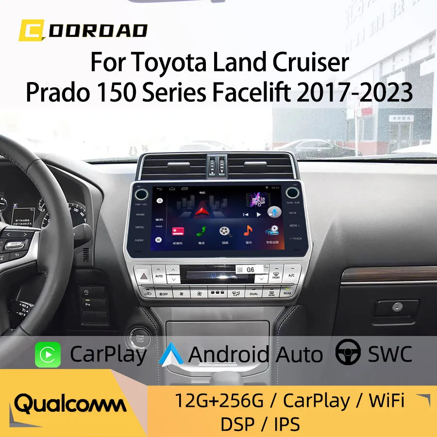 Wireless CarPlay Android Auto Car Radio For Toyota Land Cruiser Prado 150 Series Facelift 2017-2023 Navi Wifi Bluetooth radio