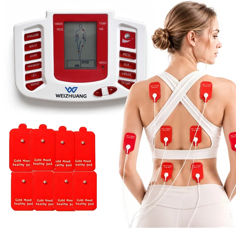 Weizhuang 3-in-1 Device and Massager, with Portable Muscle Stimulator, Suitable for Back and Whole Body, Usb/Battery Powered, Multiple Intensity Modes and Patches, Ideal for Gym, Sports, and as a Gift