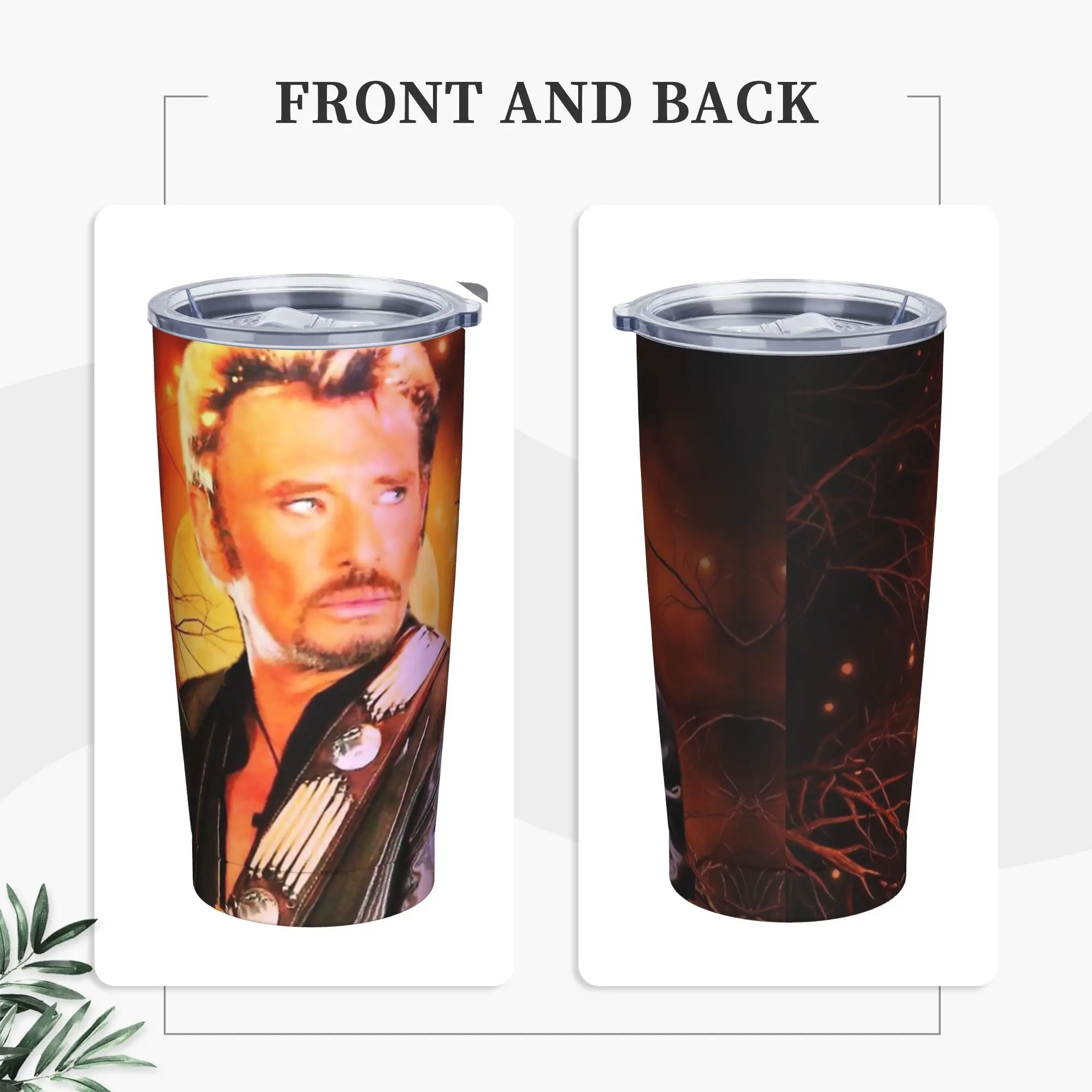 Johnny Hallyday Tumbler Vacuum Insulated Music French Singer Coffee Cups Stainless Steel Smoothie Tea Mugs Spill Proof, 20oz