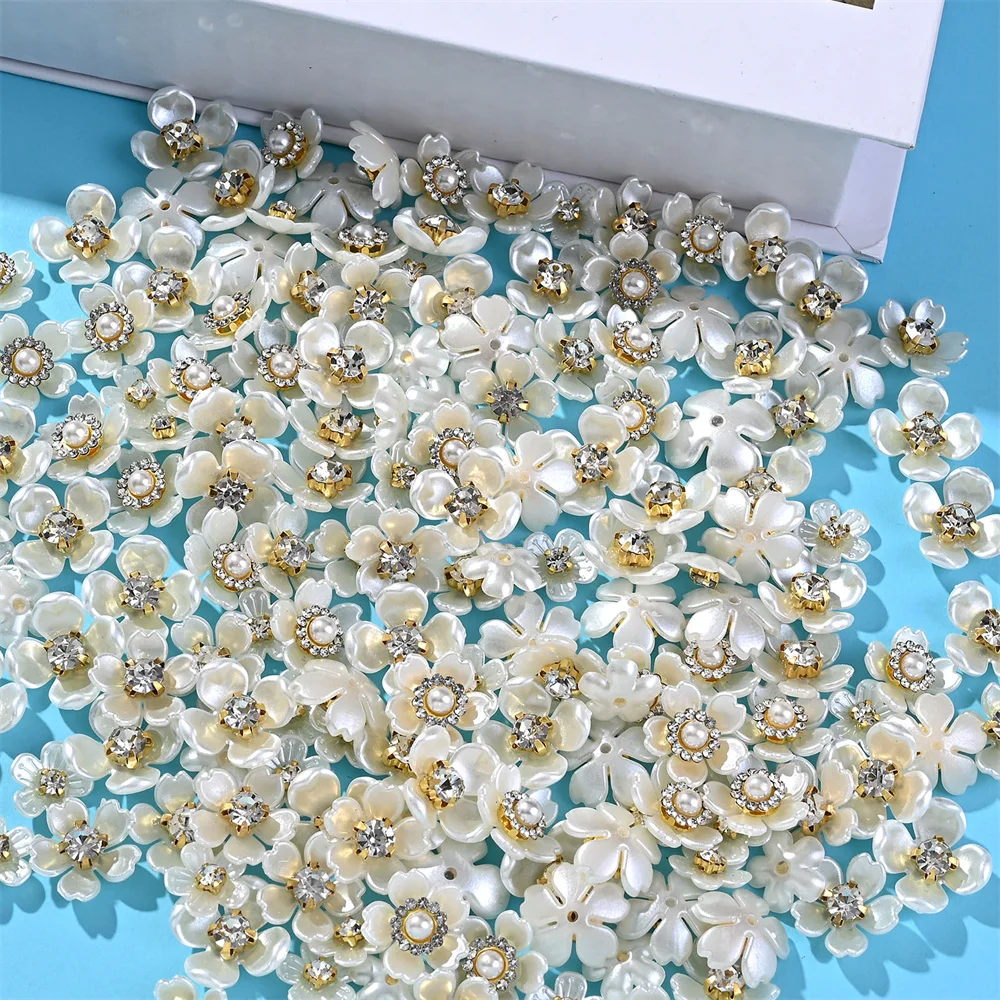 40pcs Imitation Pearl Flower-shaped Rhinestone Buttons for Jewelry Making Decorative Hat Clothes DIY Craft Sewing Accessories image 4