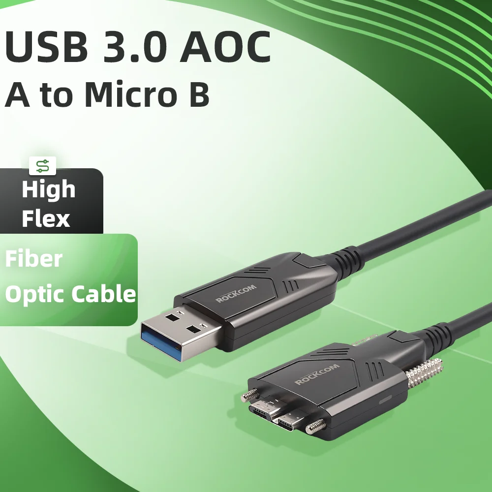 USB3.0 AOC Fiber Optic Cable A to Micro B High Flex for Hikvision Daheng Huaray Basler Industrial Machine Vision Camera