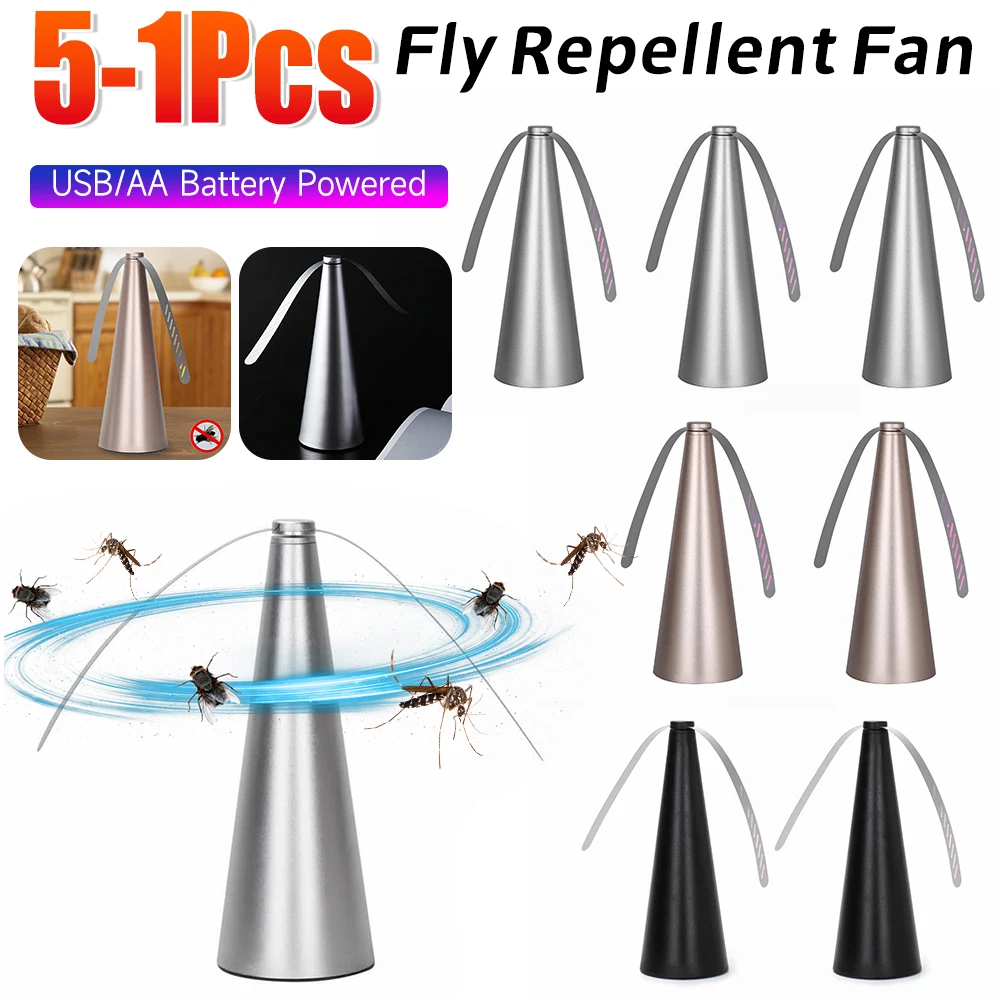 Ventiladores repelentes de mosquitos, ventiladores repelentes de insectos, ventiladores portátiles con batería USB/AA, herramienta para mantener las moscas, 1/5 Uds.
