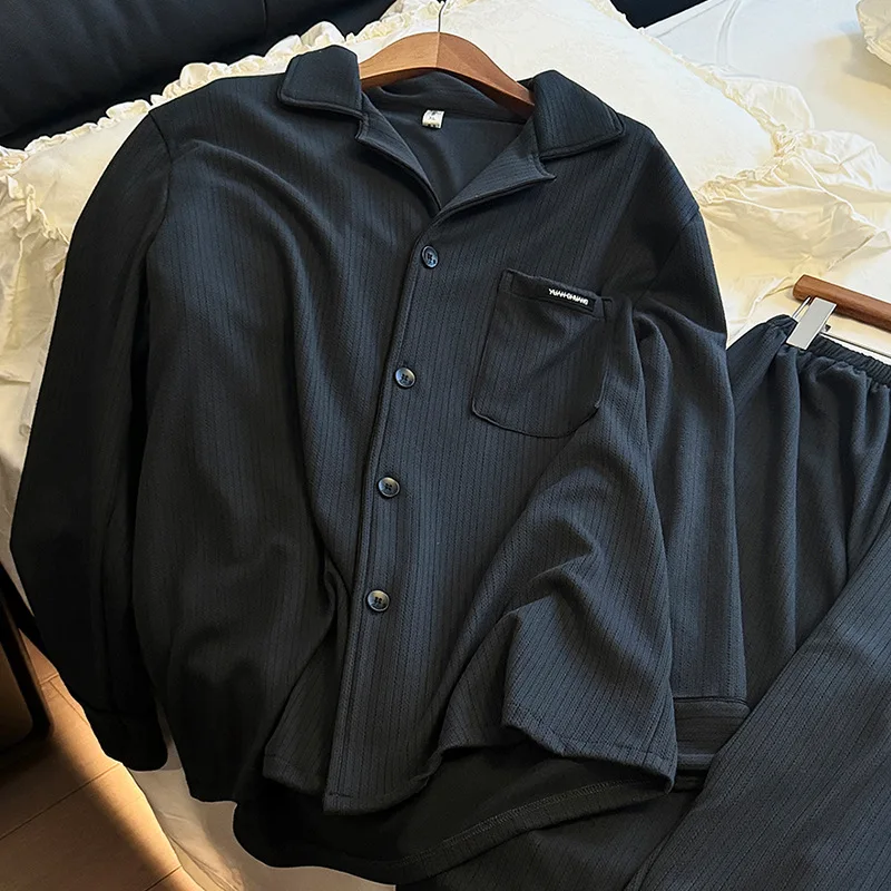 Men Velvet Fleece Pajamas Suit Big Size 3Xl 4Xl Sleepwear Long Sleeve Pijamas De Hombre Loungewear Autumn Winter Pyjamas Homme
