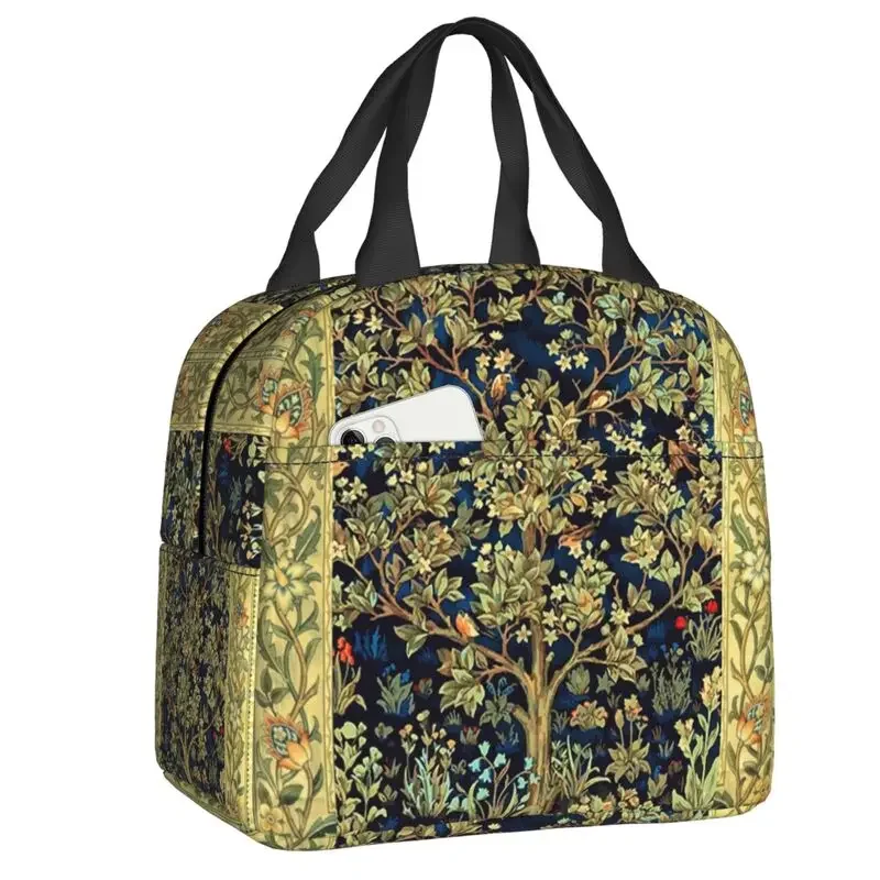 William Morris Tree Of Life Thermal Insulated Lunch Bags Floral Plants Pattern Lunch Container for School Storage Food Box