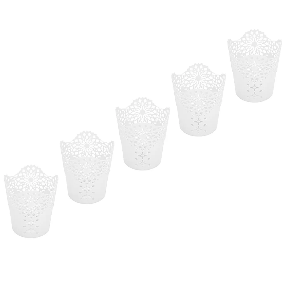 

Creative 5Pcs Plastic Pen Holders Stylish Hollow Design Pen Storage Container Desktop Organizer