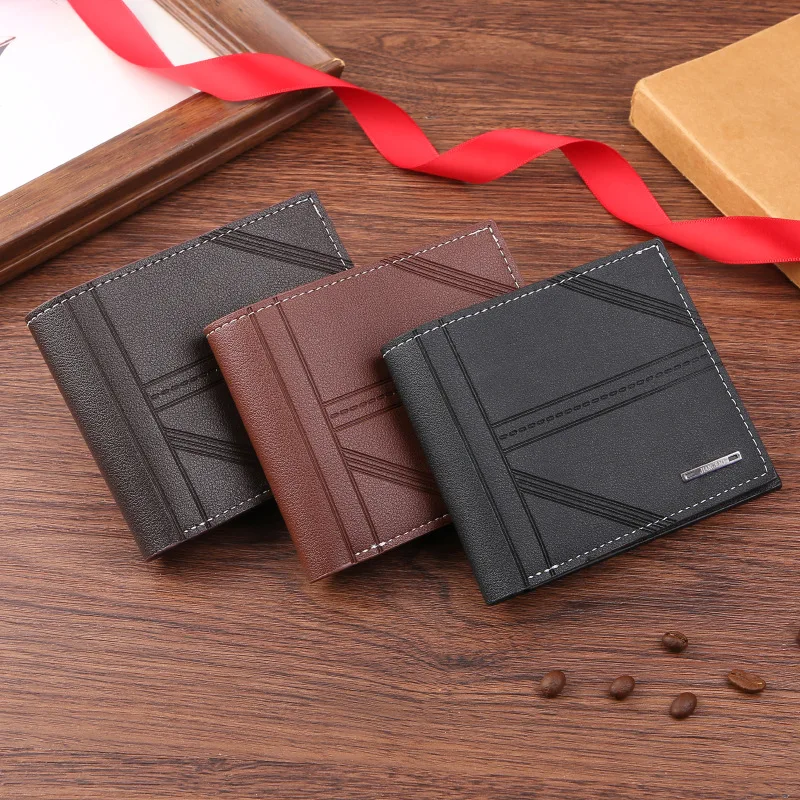 Men's Wallet Men's Short Wallet Youth Fashion Embossed Horizontal Soft Leather Clip Large Capacity Multi Card Wallet