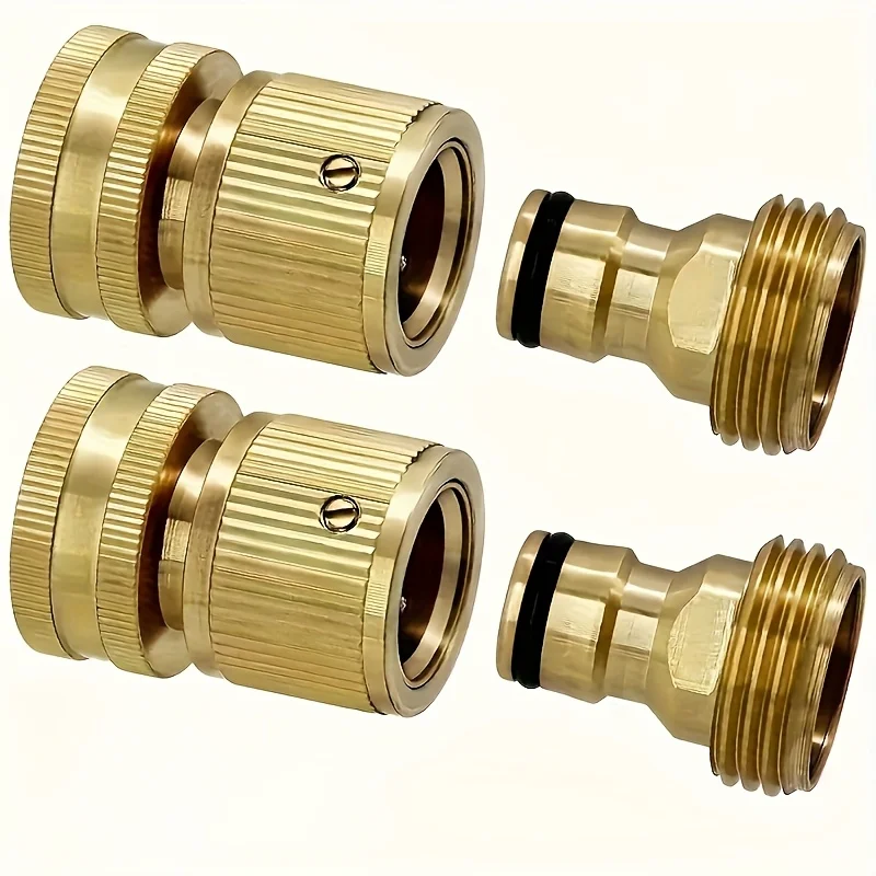 2-PCS Brass Garden Hose Quick Connect Kit, 3/4