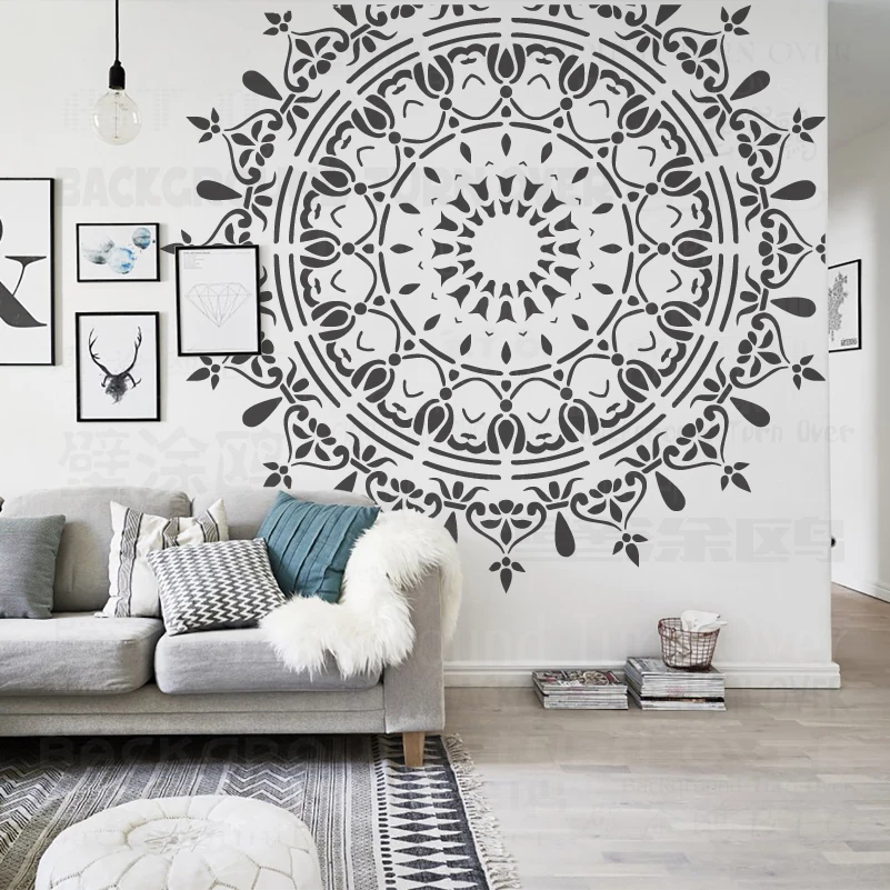 

120cm - 240cm Stencil Wall For Painting Template Furniture Makers Decor Decorative Huge Giant Mandala Round Flower Lotus S245