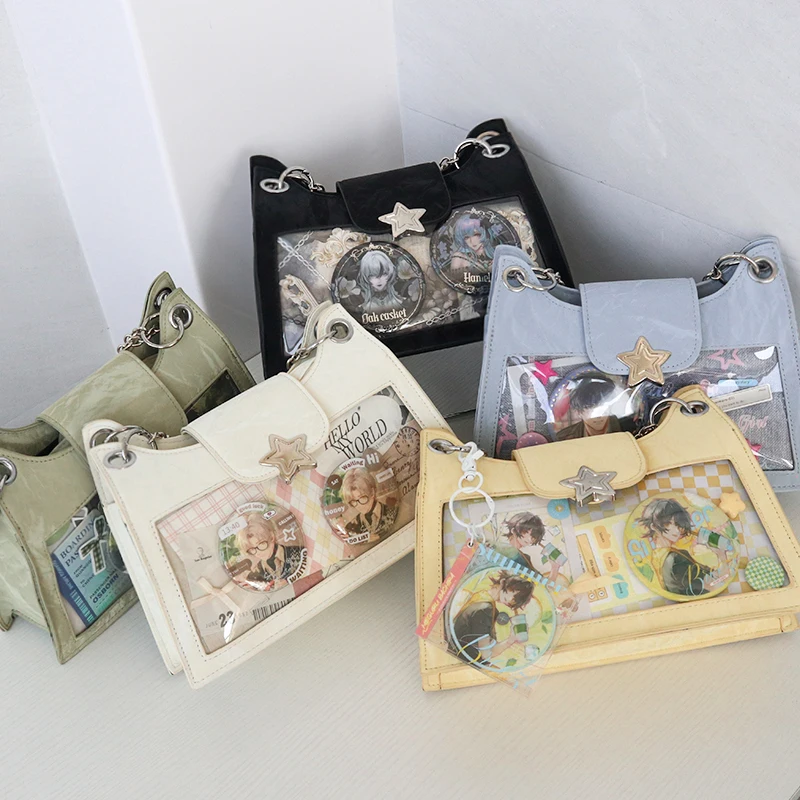 Ita Bag New Teenage Girls Lolita Shoulder Bags Candy Color Sweet PU Crossbody Bag Autumn All Match Dispaly Underarm Bags