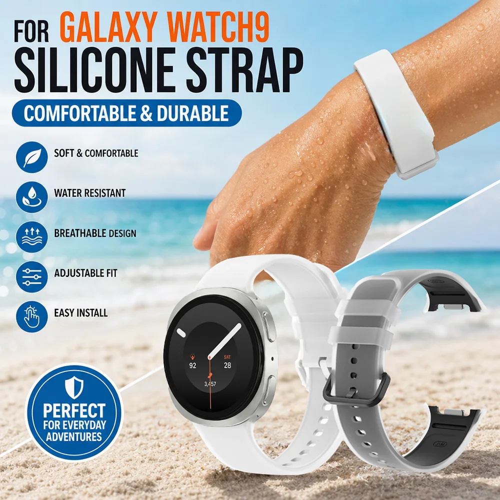 2PC New Jelly-colored Silicone Watch Strap for Samsung Galaxy Watch 9 Workouts Sweat-resistant Replacement Watch Band for Watch8