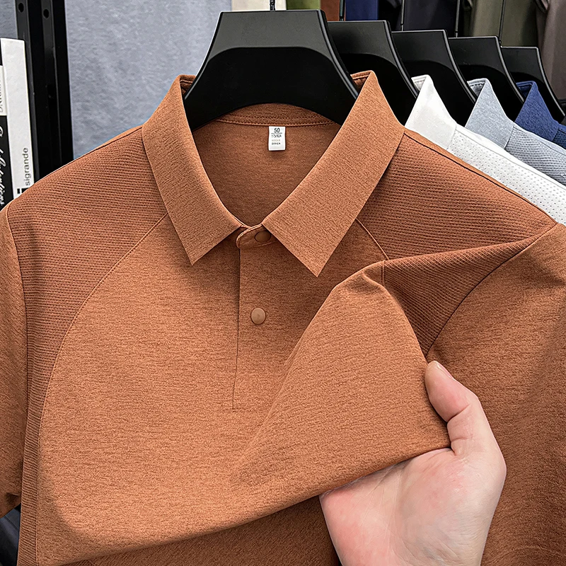 Personalized patchwork short sleeve men's polo shirt high-end summer new fashion breathable T-shirt casual luxurious lapel top