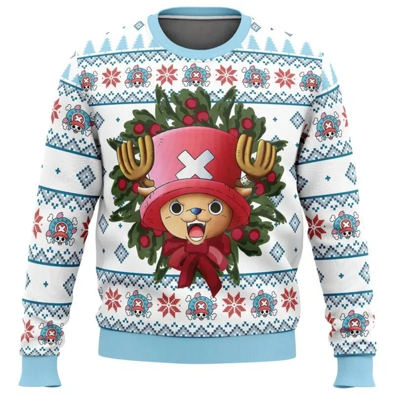 

Autumn and Winter Bandai Anime One Piece Series Christmas Ugly Clothes 3D Printed Adult Round Neck Hoodie Fashion Clothing
