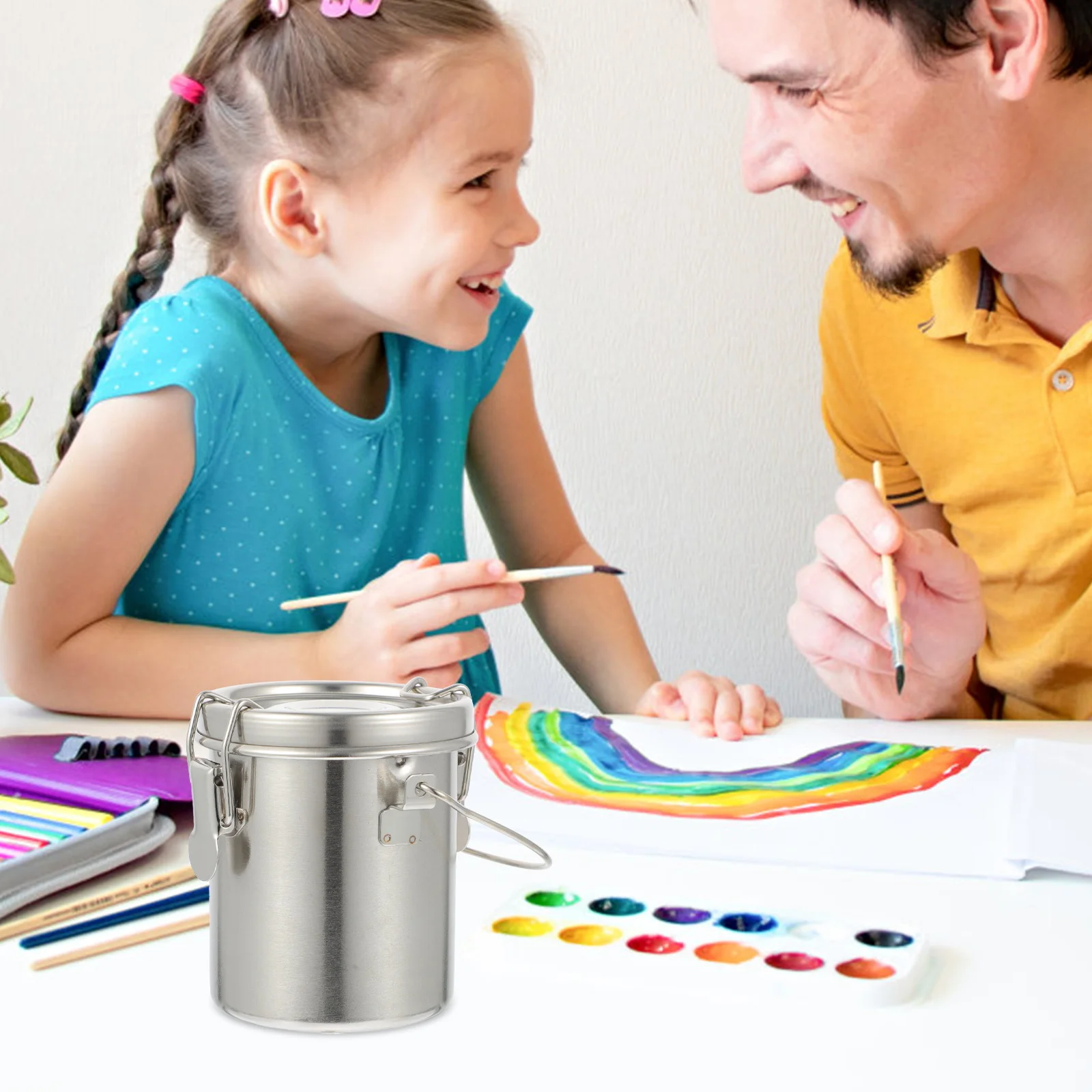 1 pz bacino per pennelli premium contenitore per lavaggio pennelli portatile resistente alla ruggine ideale per strumenti di pittura artistica lavaggio in acciaio inossidabile