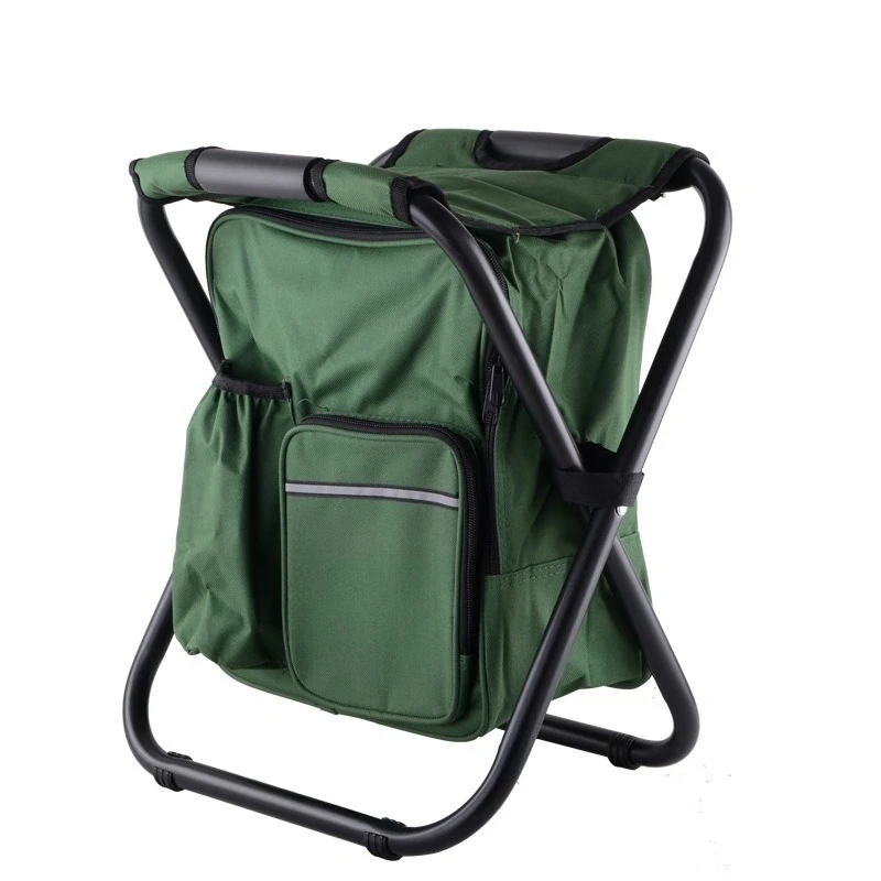 Fashion Backpack Camping Chair Built In Cooler Storage Bag Foldable Portable Leisure Stool For Outdoor Fishing Trip