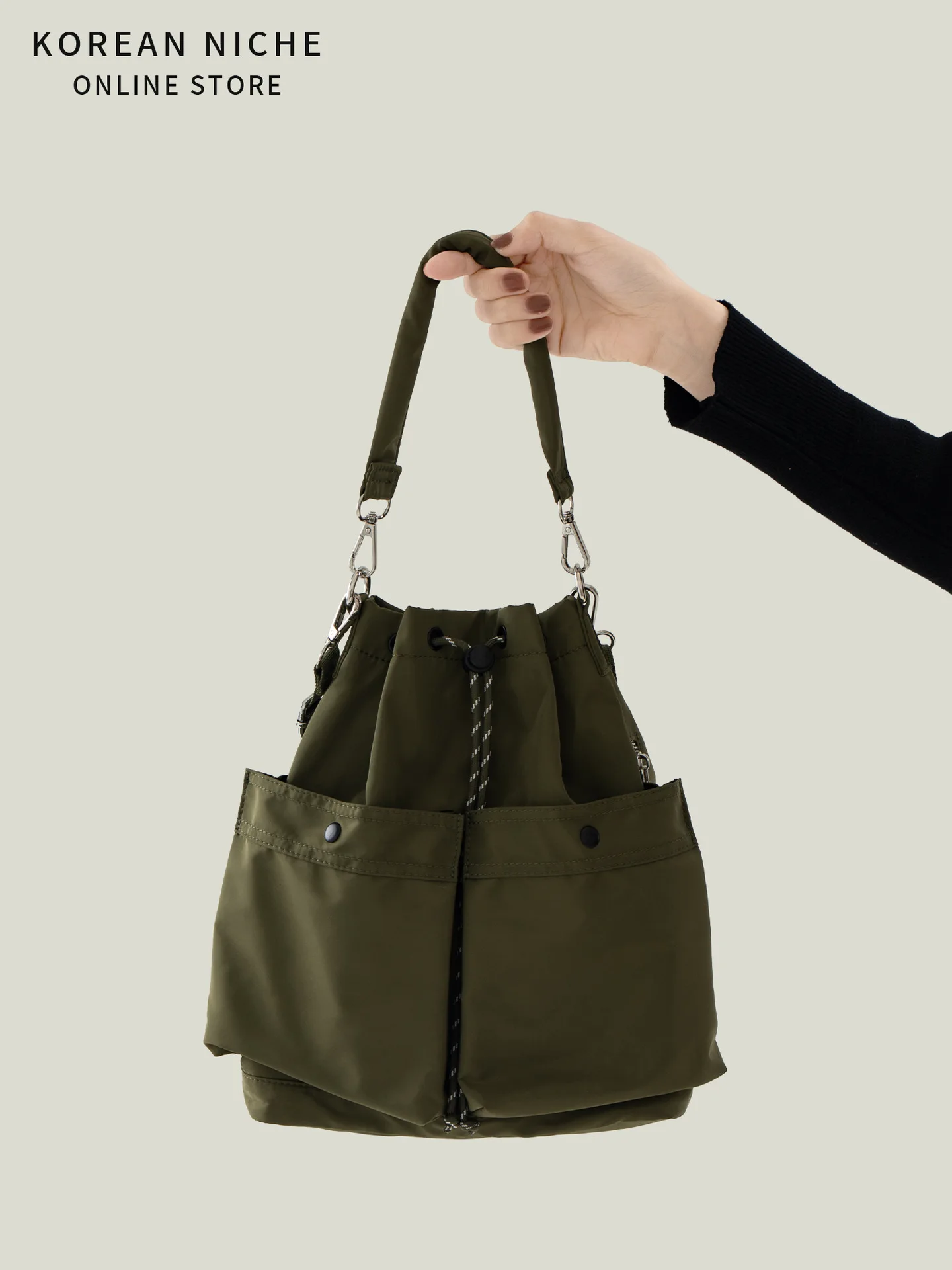 

Однотонные простые женские сумки на шнурке, универсальная сумка через плечо из нейлоновой ткани, трендовые сумки через плечо большой вместимости 2023 года