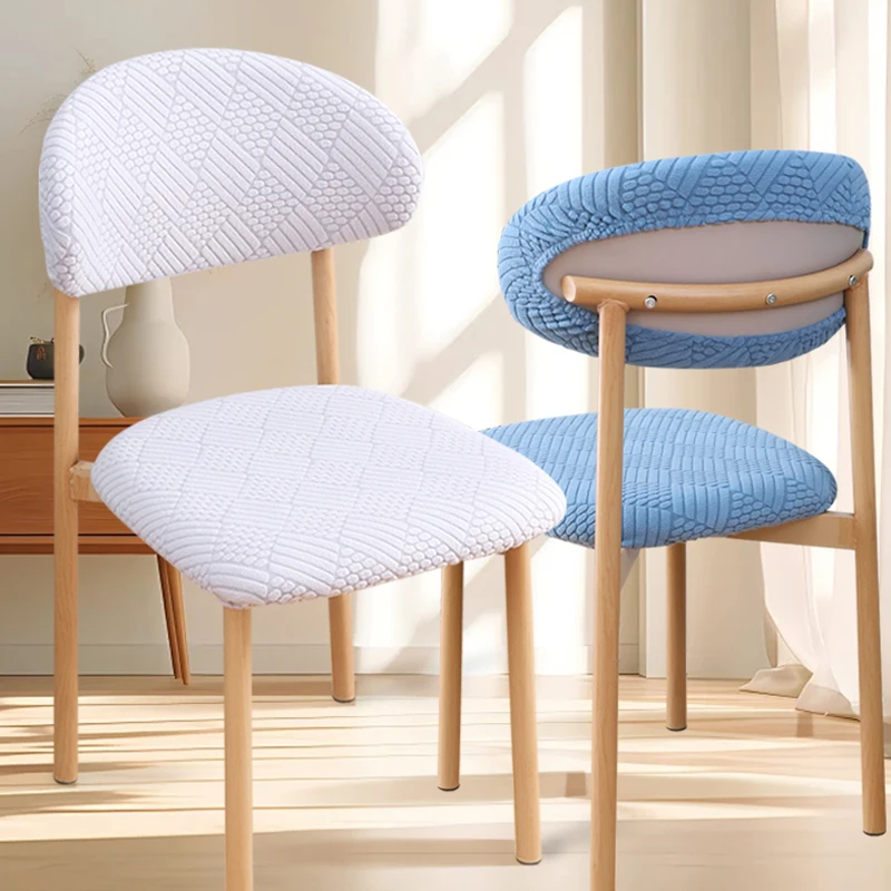 

Elastic Curved Backrest Wood Chair Cover Solid Color Split Chair Slipcovers Home Decoration Dustproof Seat Protector Removable