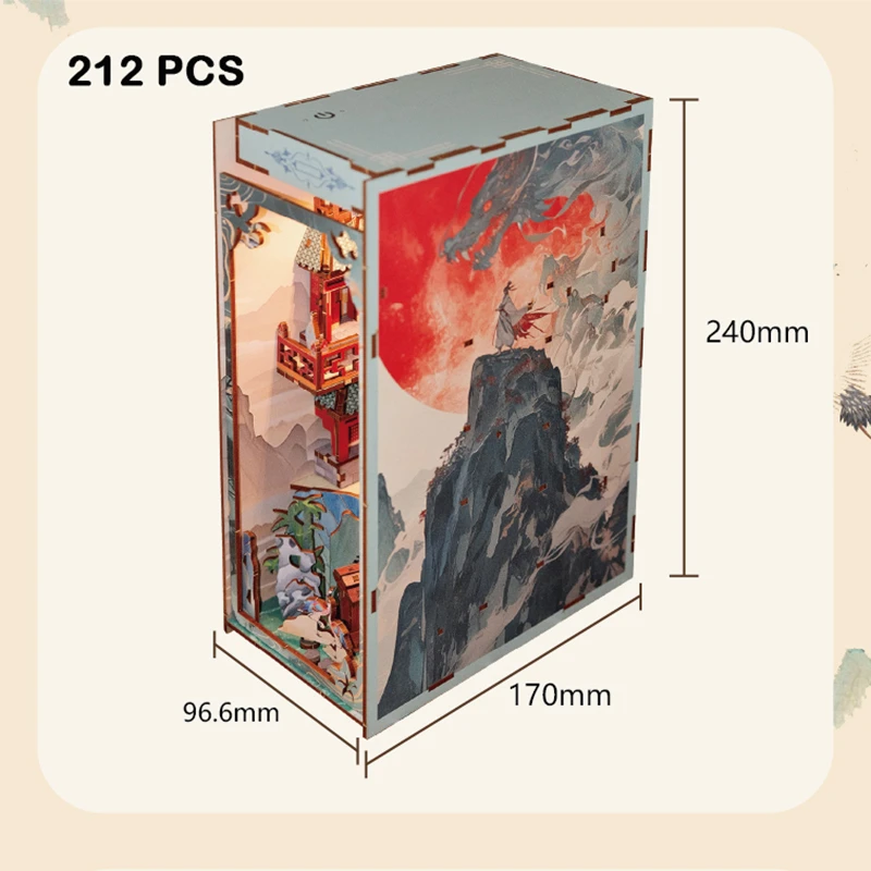 DIY ブックヌック 木製ミニチュアモデルキット 山と海のワンダーランド ブックエンド 3D パズル 友人への誕生日プレゼント