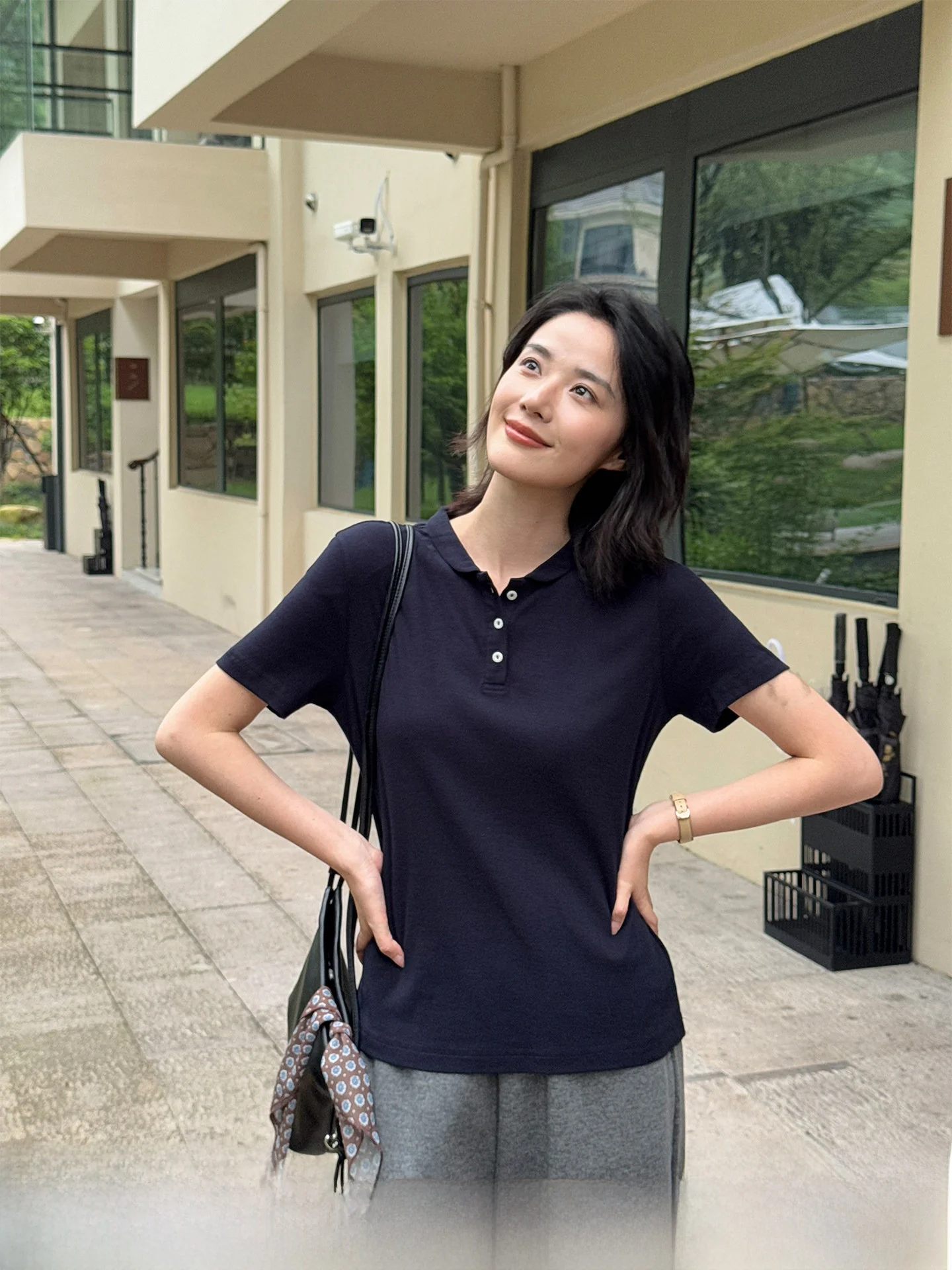 Camiseta cómoda de algodón puro, estilo informal para mujer, Zhou Xiaoya, azul real, nueva camiseta holgada de verano 2026