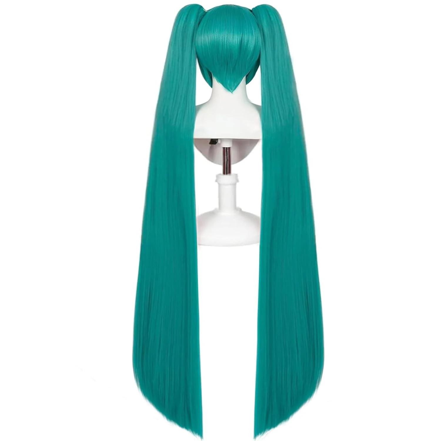 Green Wigs Long Green Wig Double Ponytail Wig for Women Cosplay Hair Net 46 inches Long Straight Greenish Teal Wigs Synthetic