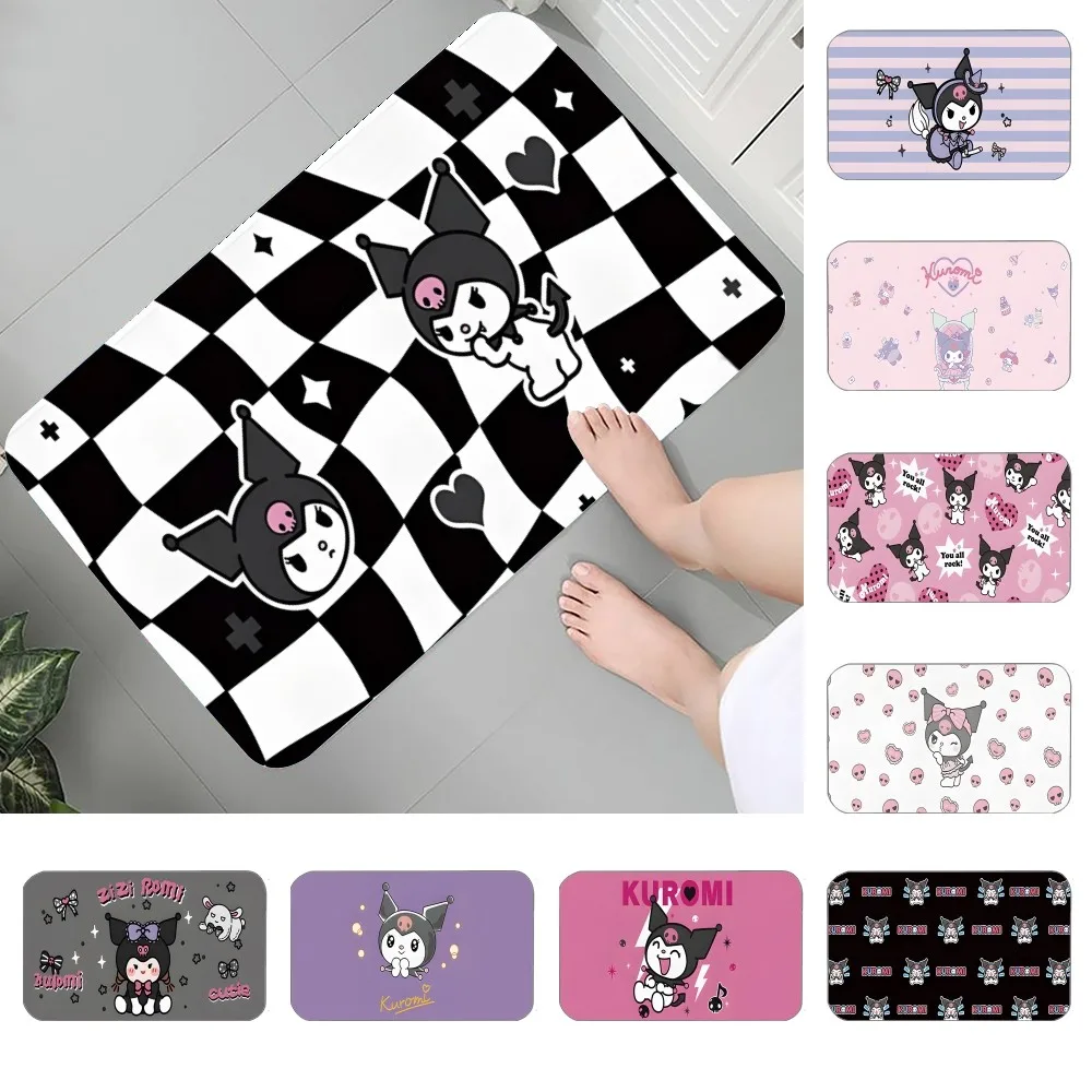 S-Sario K-Kuromi Floor Mat Graphic Printed Flannel Doormats For Bathroom Kitchen Entrance Carpet Home Decor