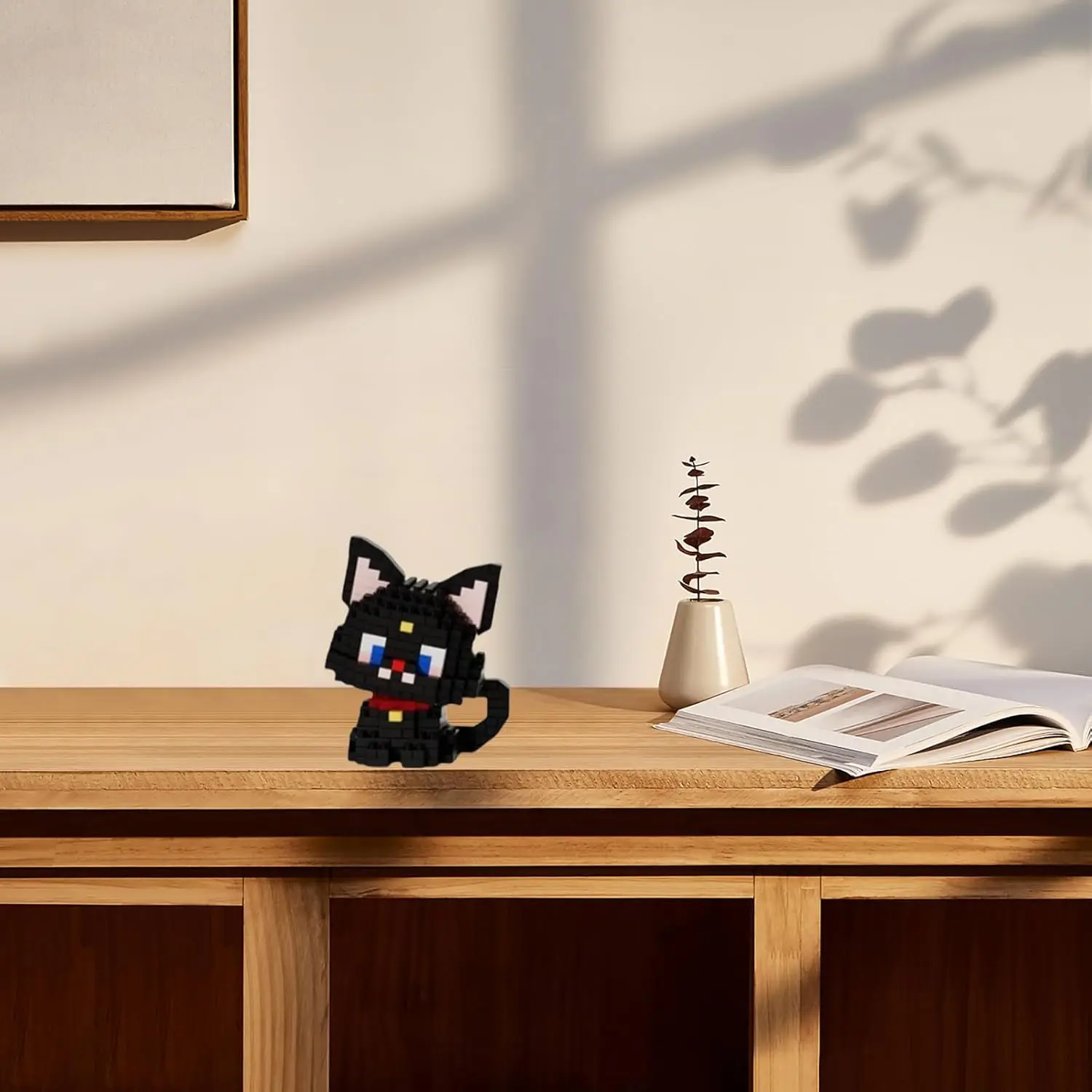 مكعبات بناء تعليمية صغيرة للقطط للأطفال والكبار لعبة هدية 344 قطعة (قطة سوداء) #6