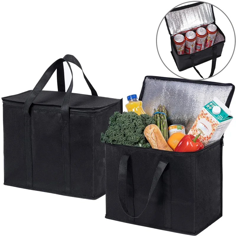 Collapsible Thermal Tote Insulated Reusable Grocery Bags Catering and Delivery Bag For Hot and Cold Food, Camping