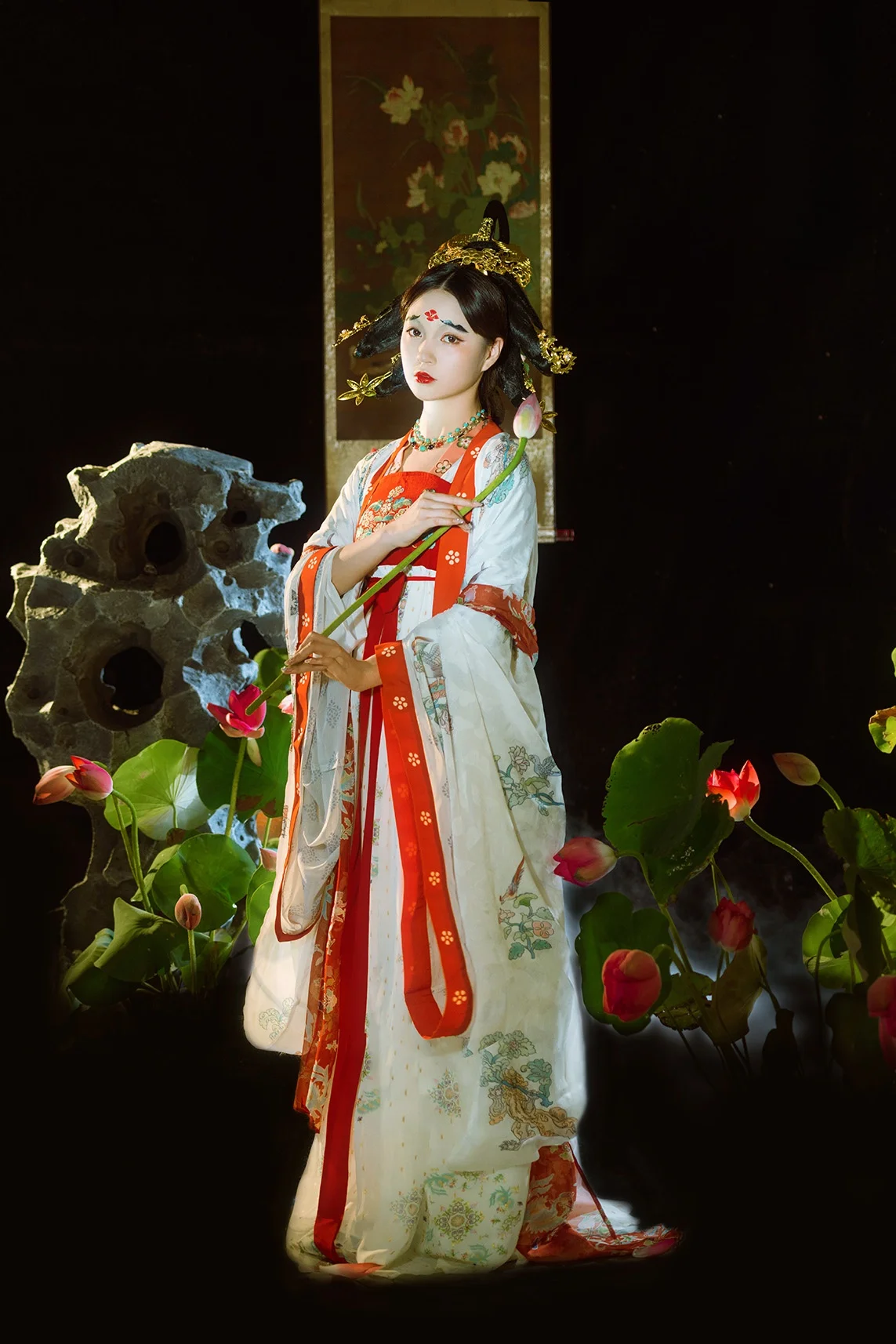 

Helu Hanfu Tang Dynas Wall Painting Restored Sle White Rui Xiang f Skirt Traditional Chinese Clothing Women's Faion