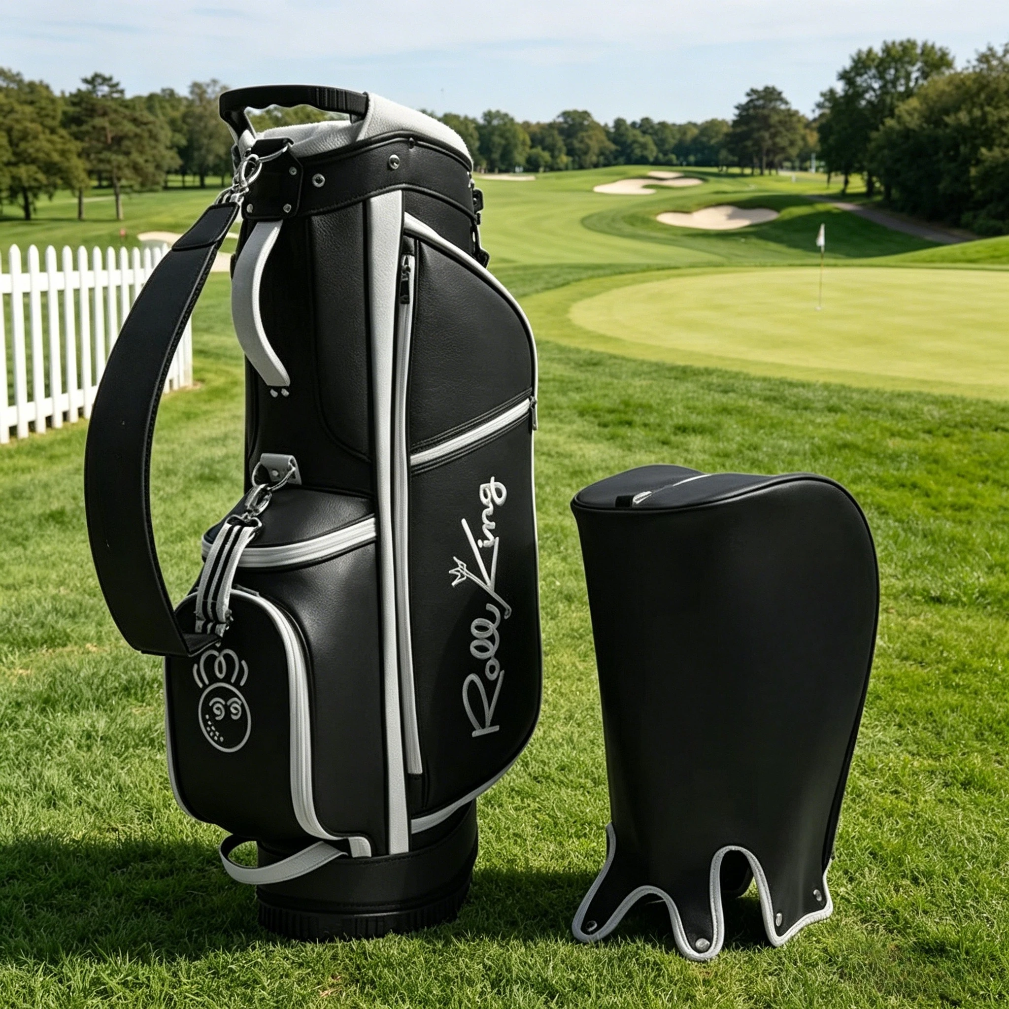 

2026 New Korean Style Golf Stand Bag Unisex Waterproof PU Lightweight Dual Cap Portable Golf Club Bag
