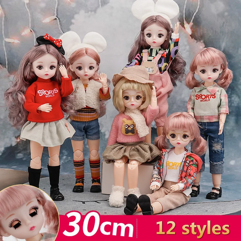 Winking Eyes 1/6 Bjd Doll ( Option B ) or Clothes ( Option  A ) 22 Moveable Joints 30cm DIY Handmade Dolls Kids Toy Girls Doll