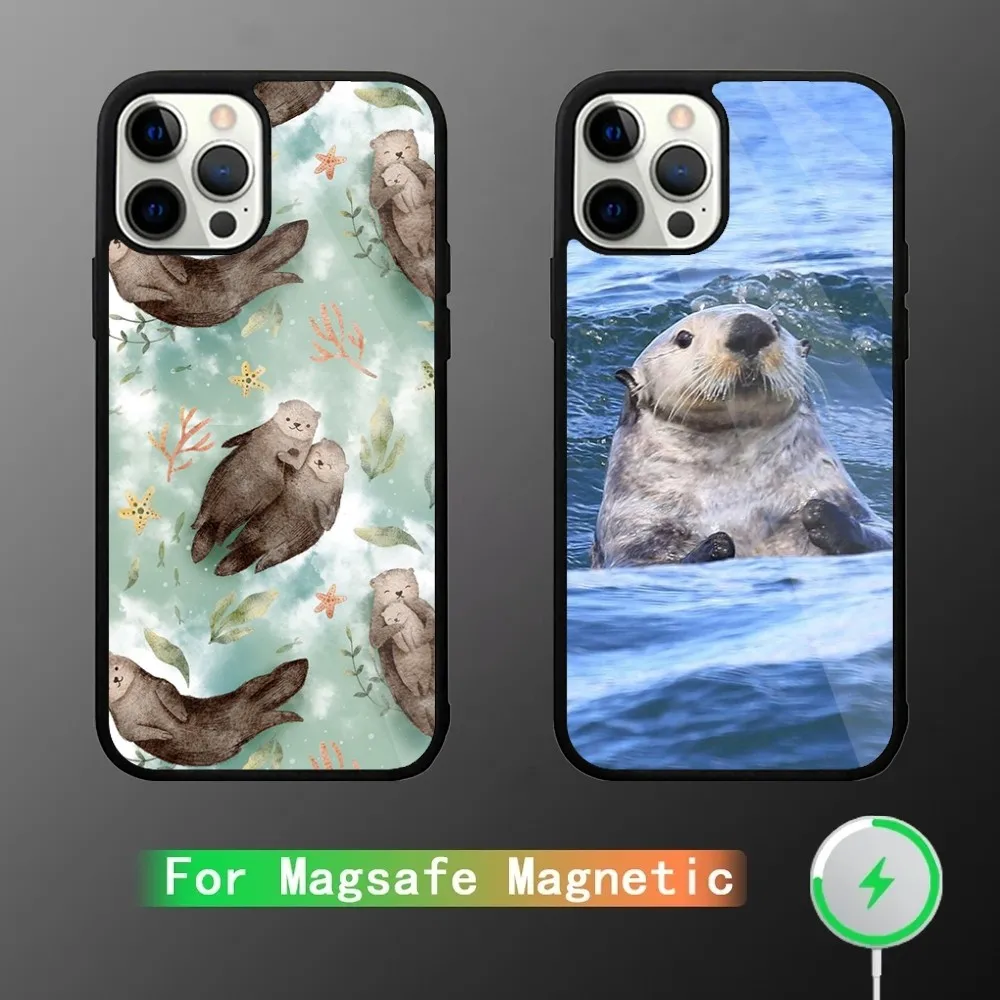 Cute Otter Lutra lutra Phone Case For iPhone 15,14,13,12,11,Plus,Pro,Max Mini Magsafe Magnetic Wireless Charging