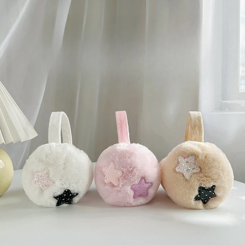 

New Winter Shiny Star Earmuffs Pink Cute Romantic Woman Earmuff Exquisite Warm Windproof Ear Protect 2025 Design