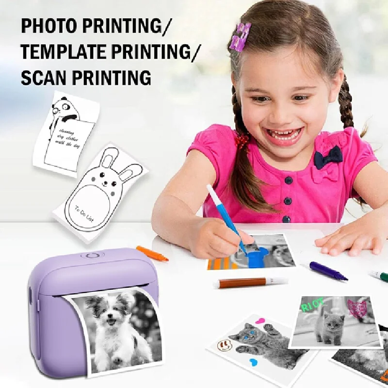 Mini Pocket Bluetooth Inkless Thermal Printer Hd For Sticker Label Photo With Rolls For Planner Organizer Home Office School
