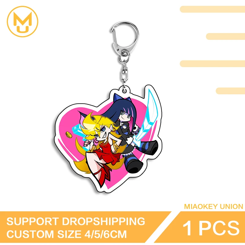 Glaring Lively Panty Stocking Enchanting Double Sided Acrylic Keyring Versatile Creative Personality Key Ring Gift For Friends