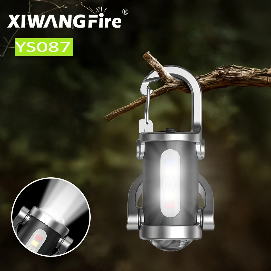 Lanterna LED recarregável com chaveiro - luz de trabalho multifuncional com 6 modos, lanterna externa para emergência e inspeção (LED COB)