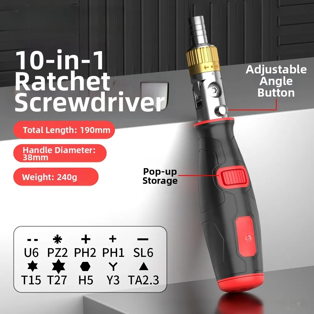 14 In 1 Ratcheting Screwdriver Set Compact Portable Function Bits For Versatile DIY Tasks And Professional Repair Work