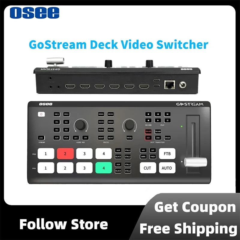 OSEE GoStream Deck Video Switcher 4 Channel HDMI-Compatible For Live Streaming Video Monitor