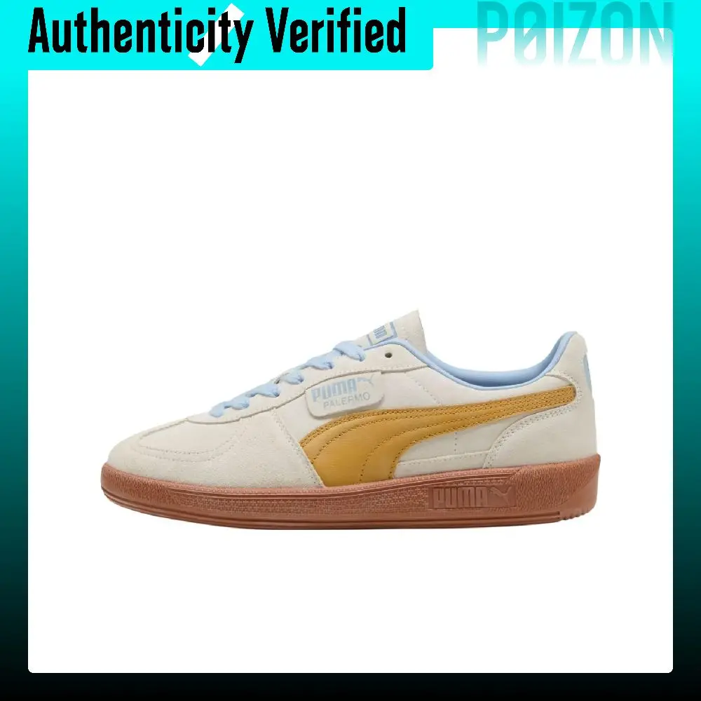 PUMA Palermo Soft And Comfortable Low top German Army Trainers Unisex White Gold 396463-62